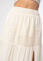 Bohemian Crochet Smocked Maxi Skirt