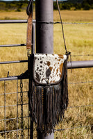 Cowhide fringe purse