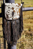 Cowhide fringe purse