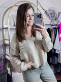 V-neck knit sweater