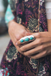 Waterfall Droplet Turquoise Stone Silver Ring 💙