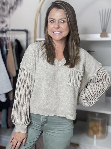 V-neck knit sweater