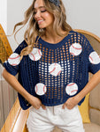 Baseball Patch Short Sleeve Net Cover-Up