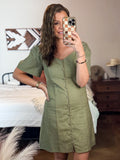 BELL SLEEVE LINEN MINI DRESS