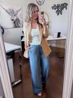 Pleated Chambray Pants