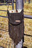 Cowhide fringe purse