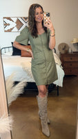 BELL SLEEVE LINEN MINI DRESS