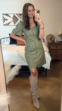 BELL SLEEVE LINEN MINI DRESS