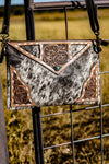 Cowhide Leather Wristlet / Crossbody Purse