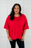 Ribbed Dolman Sleeve Top in Red