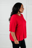 Ribbed Dolman Sleeve Top in Red