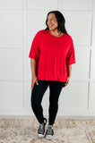 Ribbed Dolman Sleeve Top in Red