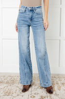 Melia High Rise Side Seam Detail Wide Leg Jeans